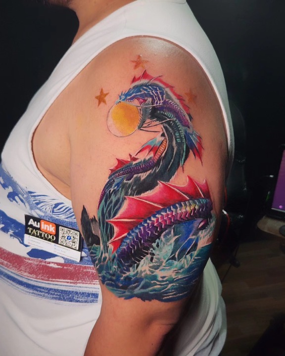 Tattoo work · 2023, color & illustrative tattoo by Aurelio Dinorog III in Panglao, Bohol