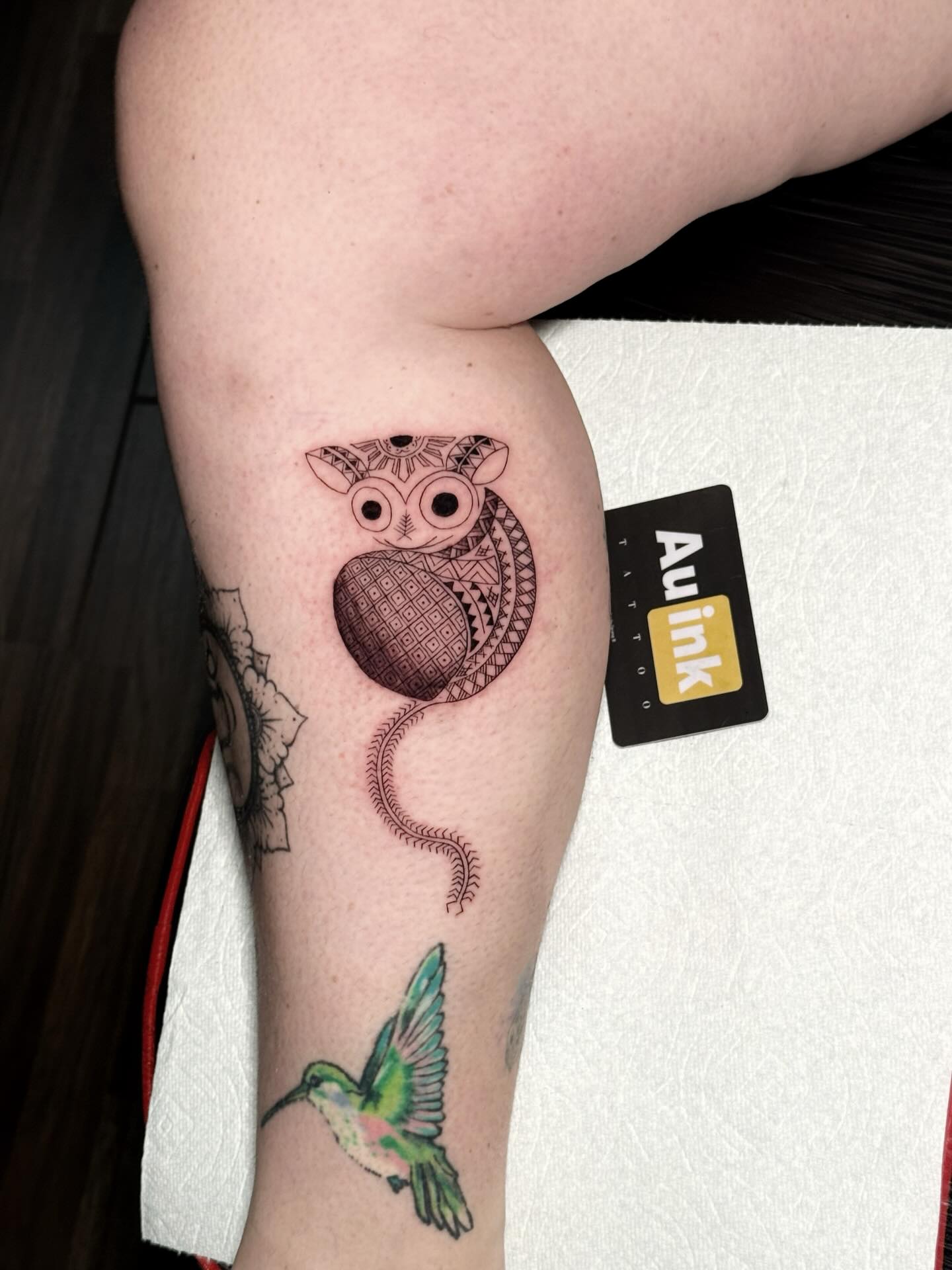 Traditional-style tarsier tattoo inspired by Bohol and created at AU Ink