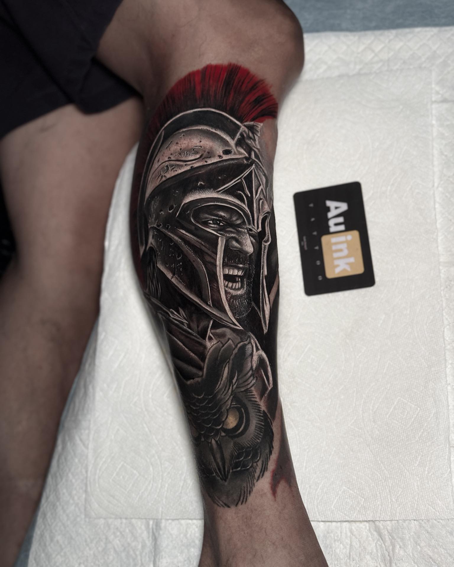 Large blackwork tattoo demonstrating the contrast used in complex AU Ink projects