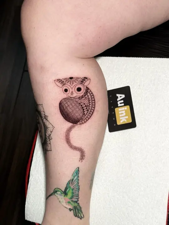 Traditional tarsier, island inspired tattoo by Aurelio Dinorog III in Panglao, Bohol