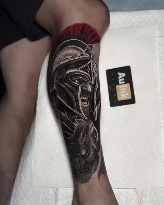 Warrior continuation, large-blackwork tattoo by Aurelio Dinorog III