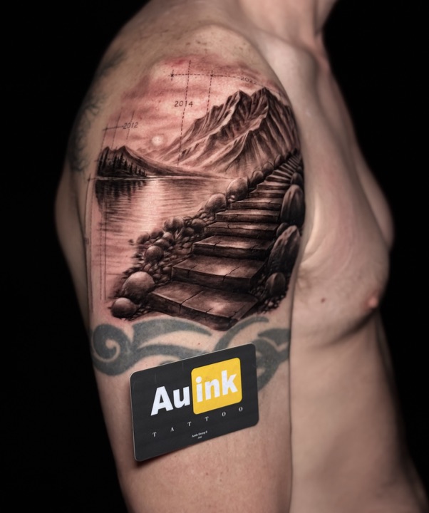 Life blueprint, large-blackwork tattoo by Aurelio Dinorog III