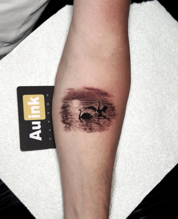 Swan, realism tattoo by Aurelio Dinorog III