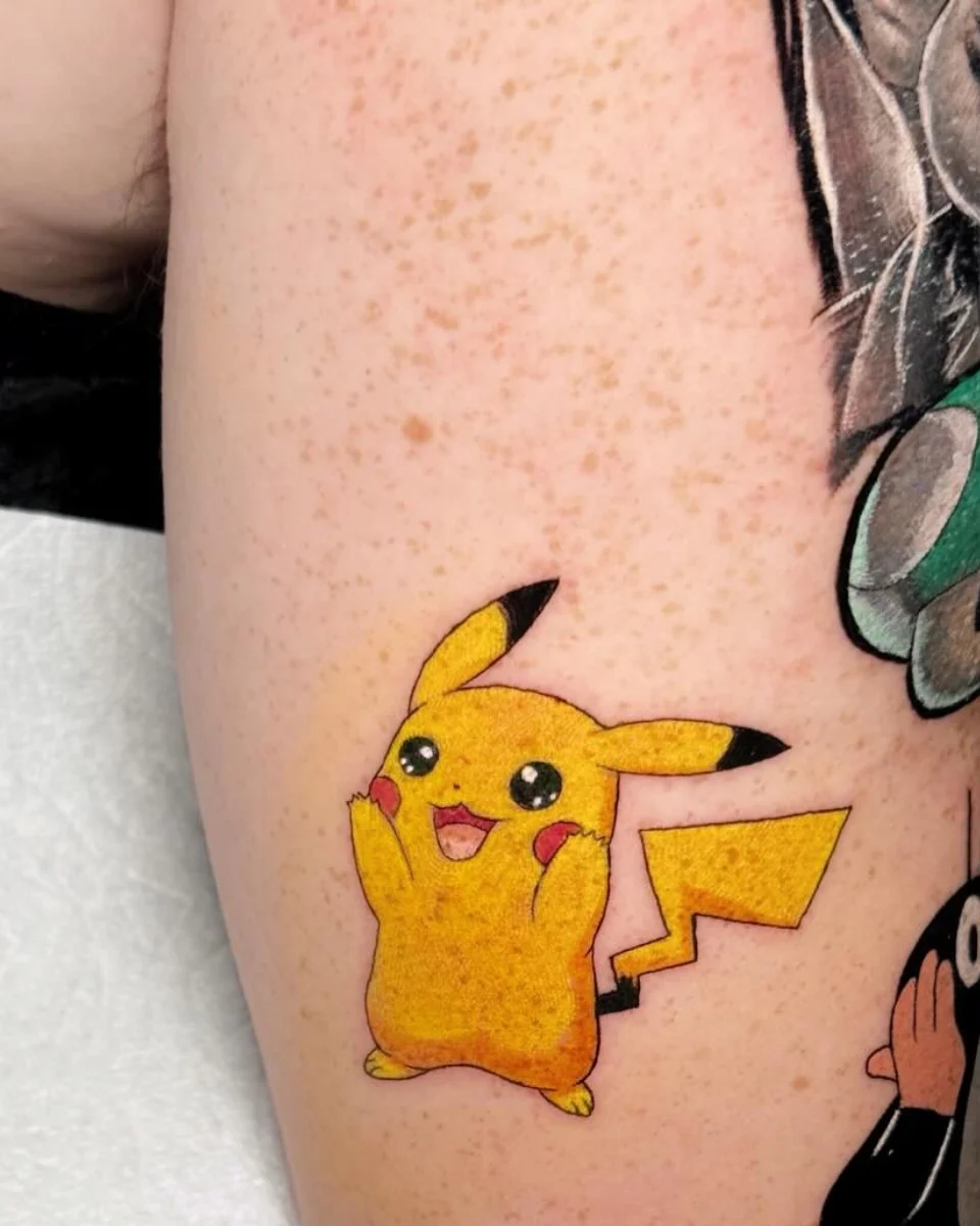 Pikachu, color & illustrative tattoo by Aurelio Dinorog III in Panglao, Bohol